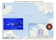 Map showing sightings recorded during ORCA surveys on Isle of Man Steam Packet Company vessels between 2011 and 2013