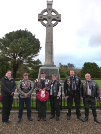 Members of the Royal British Legion Riders Branch at the War Memorial in St John’s during their visit to the Isle of Man, supported by the Steam Packet Company