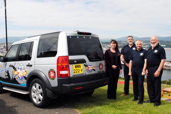 (L-r) Isle of Man Steam Packet Company Marketing and Online Manager Renee Caley with HOW IOM Trustees Tony Palmer Peter Marven and Aubrey Brooks