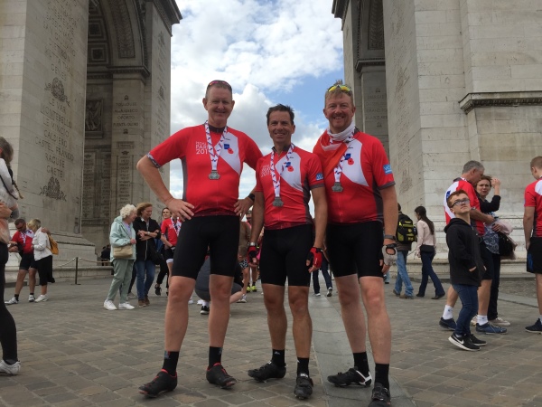 (L-R) Phil Shimmin, Bobby Syme and Nick Haxby raised more than £4,500 after completing the Royal British Legion’s Pedal to Paris event.